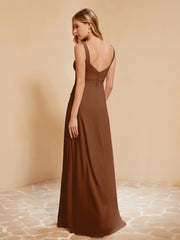Sleeveless Bridesmaid Gown with Ruffles Terracotta