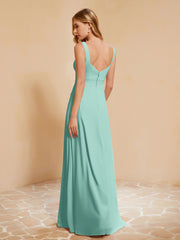 Sleeveless Bridesmaid Gown with Ruffles Turquoise
