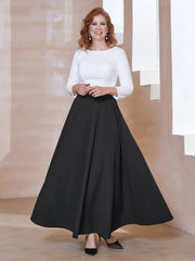 A-Line Lace Neckline Tea-Length Dress Black