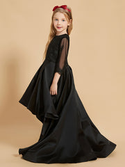 Scoop Neck Long Sleeve Asymmetrical Flower Girl Dress