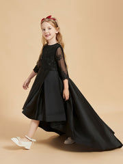 Scoop Neck Long Sleeve Asymmetrical Flower Girl Dress