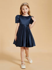 Scoop Neck Satin Flower Girl Dress with Bowknot