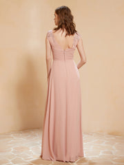 Lace Applique Top Long Bridesmaid Gown Dusty Rose Plus Size