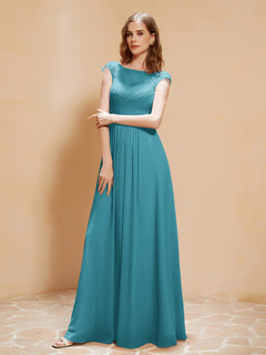 Lace Applique Top Long Bridesmaid Gown Jade