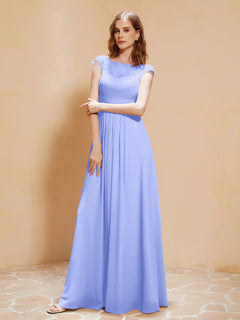 Lace Applique Top Long Bridesmaid Gown Lavender