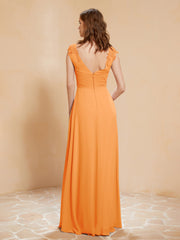 Lace Applique Top Long Bridesmaid Gown Orange