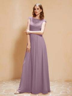 Lace Applique Top Long Bridesmaid Gown Vintage Mauve