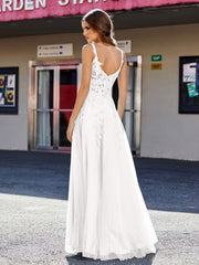 A-line Square Floor length Tulle Prom Dresses Ivory Plus Size