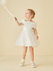 Cap Sleeve Flower Girl Short Dress with Bow