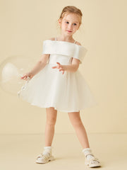 Cap Sleeve Flower Girl Short Dress with Bow