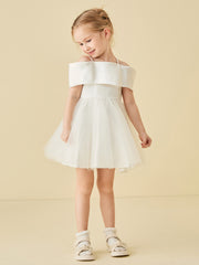 Cap Sleeve Flower Girl Short Dress with Bow