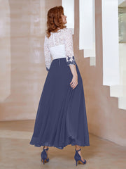 Applique Neckline Chiffon Tea-Length Dress Stormy Plus Size