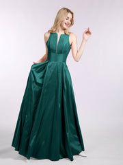 Simple Long Taffeta Dresses with Pockets Vintage Mauve