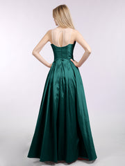 Simple Long Taffeta Dresses with Pockets Plum