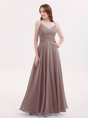 Long Chiffon Spaghetti Strap Dresses Dusk