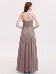 Long Chiffon Spaghetti Strap Dresses Dusk