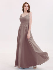Long Chiffon Spaghetti Strap Dresses Dusk