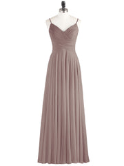 Long Chiffon Spaghetti Strap Dresses Dusk
