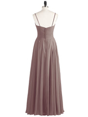 Long Chiffon Spaghetti Strap Dresses Dusk