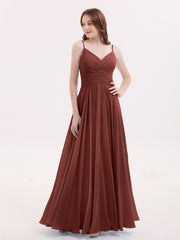 Long Chiffon Spaghetti Strap Dresses Terracotta