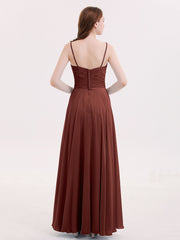 Long Chiffon Spaghetti Strap Dresses Terracotta