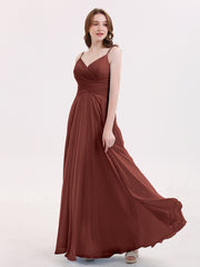 Long Chiffon Spaghetti Strap Dresses Terracotta