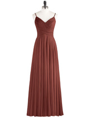 Long Chiffon Spaghetti Strap Dresses Terracotta