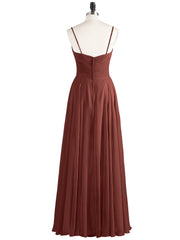 Long Chiffon Spaghetti Strap Dresses Terracotta