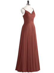 Long Chiffon Spaghetti Strap Dresses Terracotta