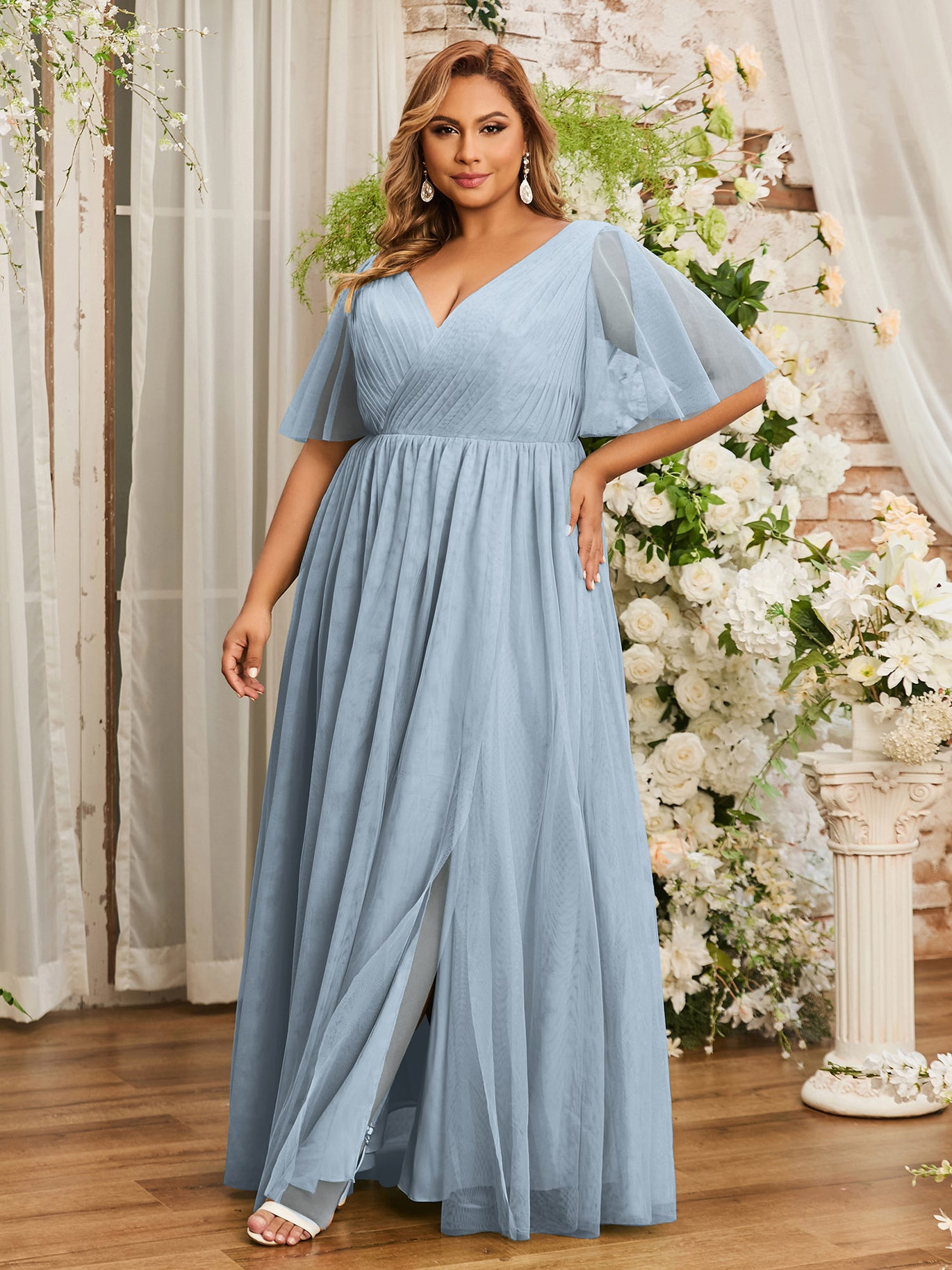 princess polly baby blue dress Retro glam wedding brunch with romantic vibes main image 1