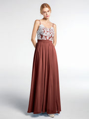 Ivory Lace Spaghetti Strap Front Slit Dress Terracotta