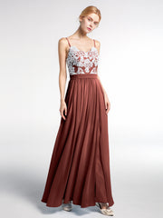 Ivory Lace Spaghetti Strap Front Slit Dress Terracotta