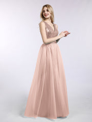 V-neck Sequins Top Tulle Skirt Long Dresses Metallic Gold