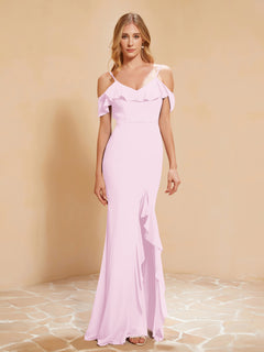 Flutter Sleeves Long Gown with Slit Blushing Pink