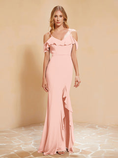 Flutter Sleeves Long Gown with Slit Coral