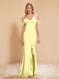 Flutter Sleeves Long Gown with Slit Daffodil