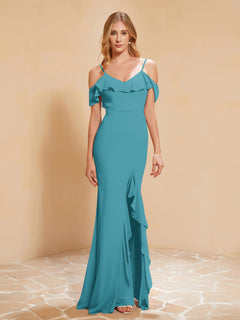 Flutter Sleeves Long Gown with Slit Jade