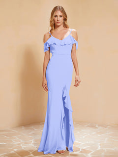 Flutter Sleeves Long Gown with Slit Lavender