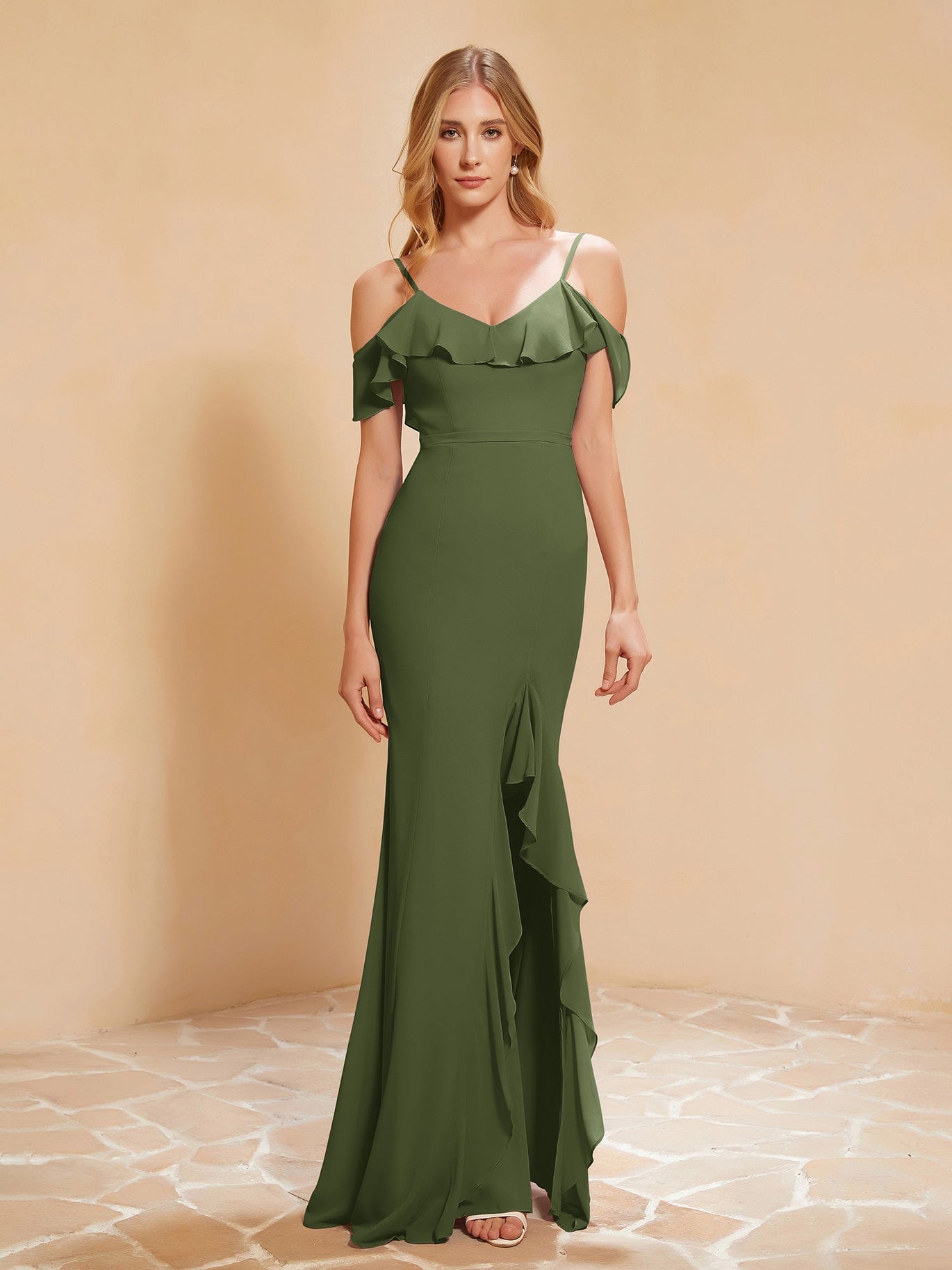 green emerald velvet dress Raishma Olive Green Sally Embellished Maxi Dress main image 0
