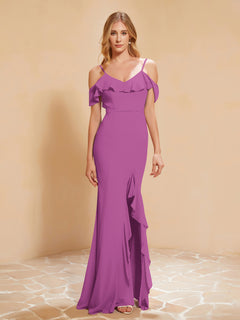 Flutter Sleeves Long Gown with Slit Orchid