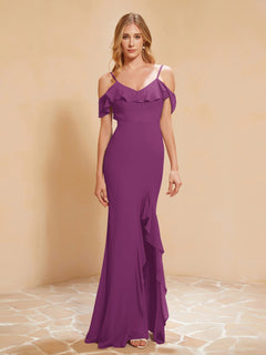 Flutter Sleeves Long Gown with Slit Orchid