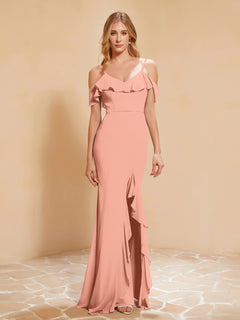 Flutter Sleeves Long Gown with Slit Papaya