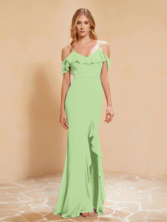 Flutter Sleeves Long Gown with Slit Sage