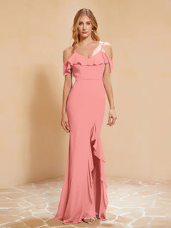 Flutter Sleeves Long Gown with Slit Sunset