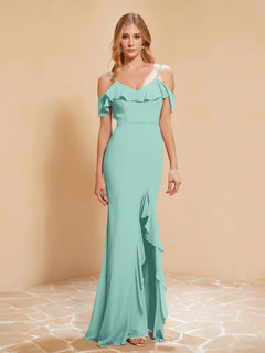 Flutter Sleeves Long Gown with Slit Turquoise