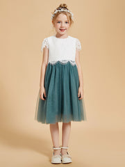A-Line Knee Length Flower Girl Dress with Flutter Sleeves