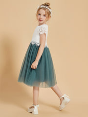 A-Line Knee Length Flower Girl Dress with Flutter Sleeves