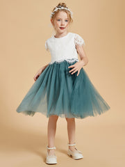 A-Line Knee Length Flower Girl Dress with Flutter Sleeves