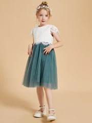 A-Line Knee Length Flower Girl Dress with Flutter Sleeves