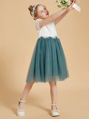 A-Line Knee Length Flower Girl Dress with Flutter Sleeves